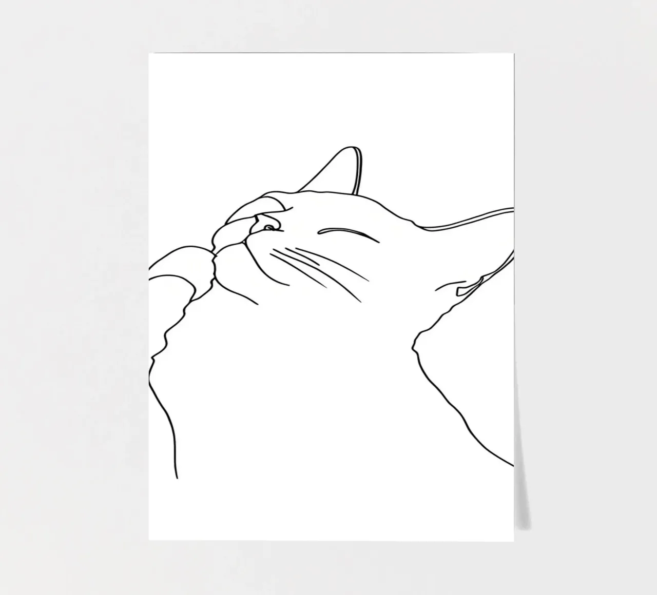 Minimalist Line Drawing of a Happy Cat | Modern Abstract Art sticker sheet by Viv Line Art