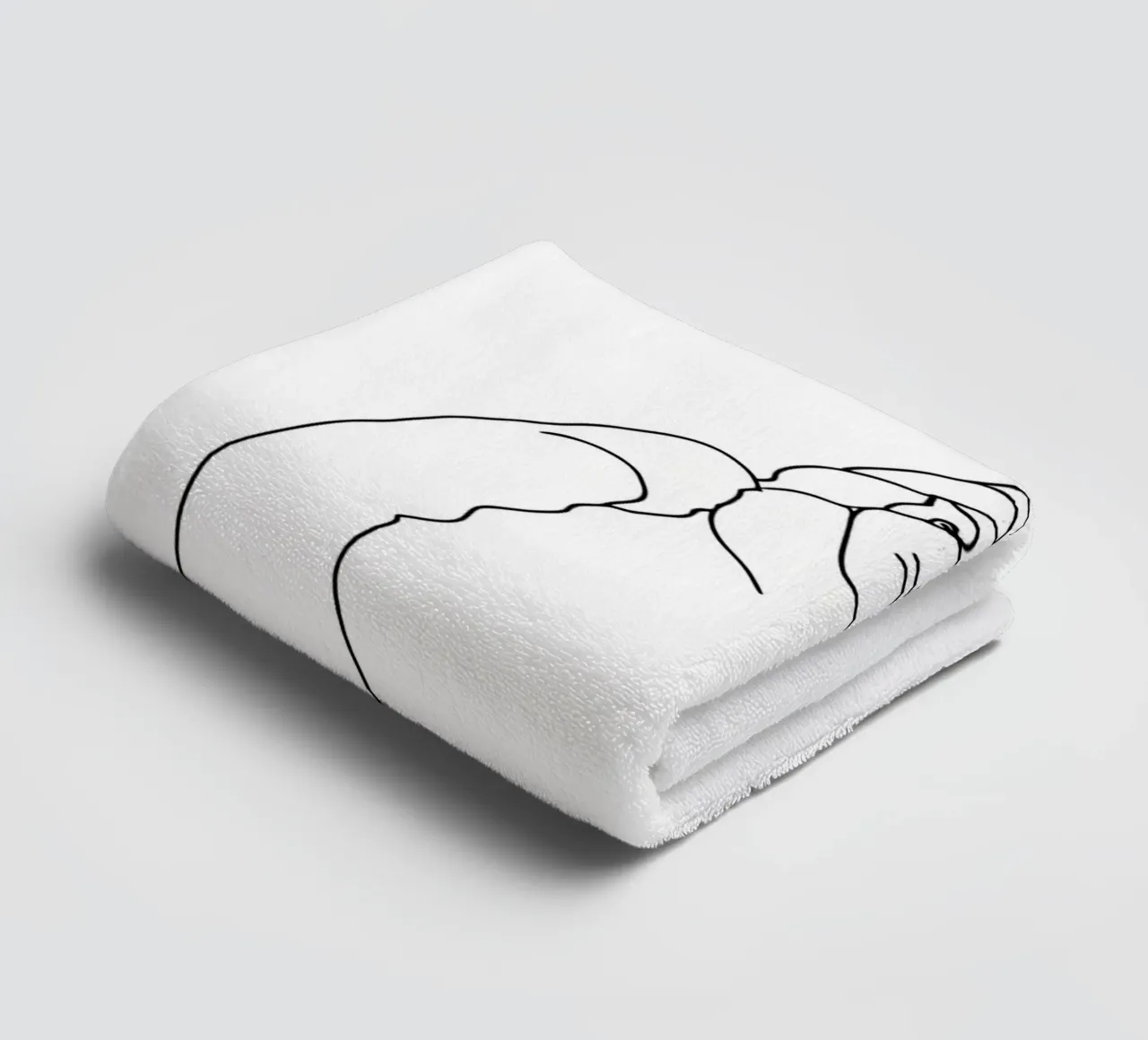Minimalist Line Drawing of a Happy Cat | Modern Abstract Art towel by Viv Line Art