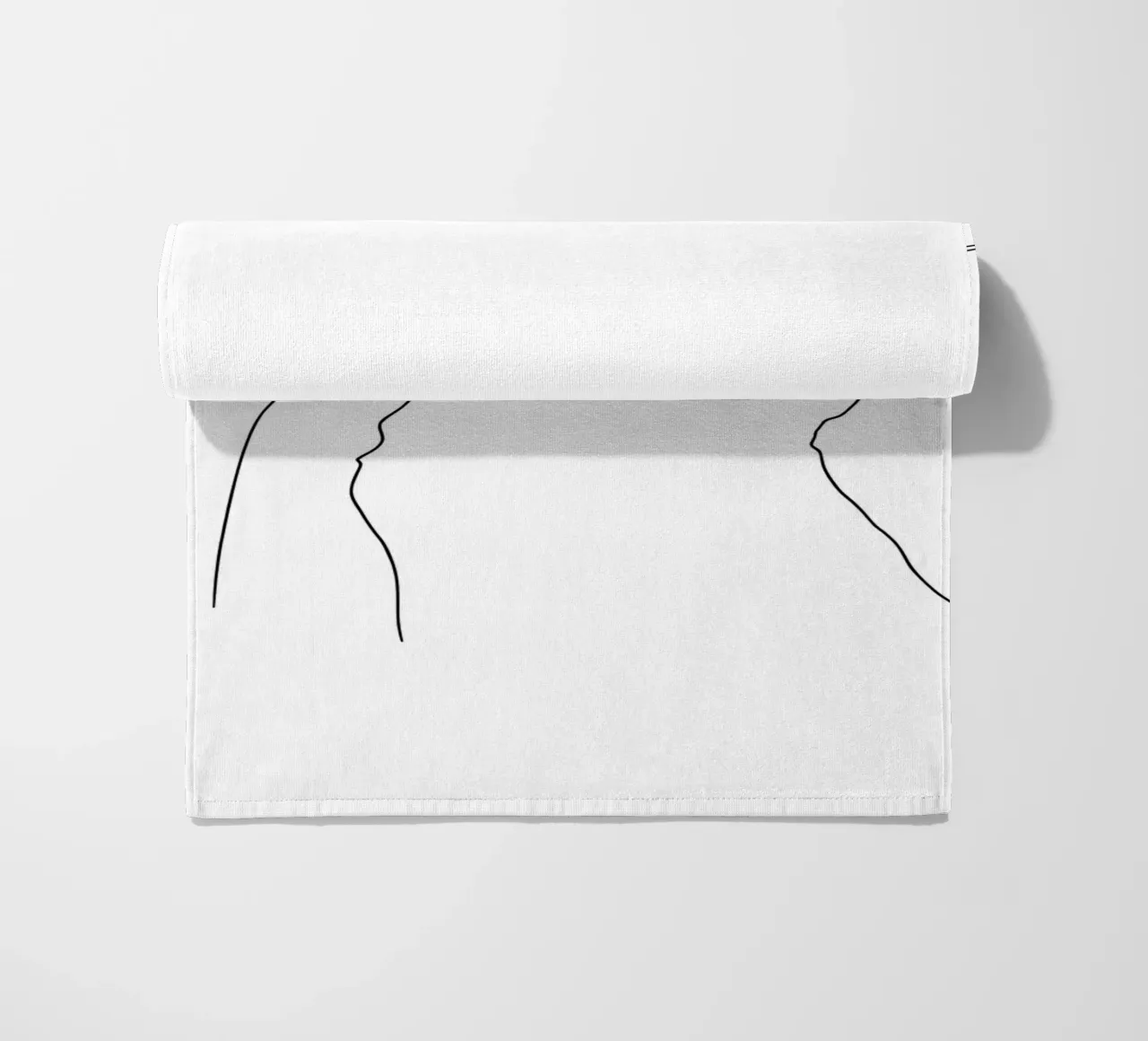 Disegno lineare minimalista di un gatto felice | Arte astratta moderna telo mare da Viv Line Art