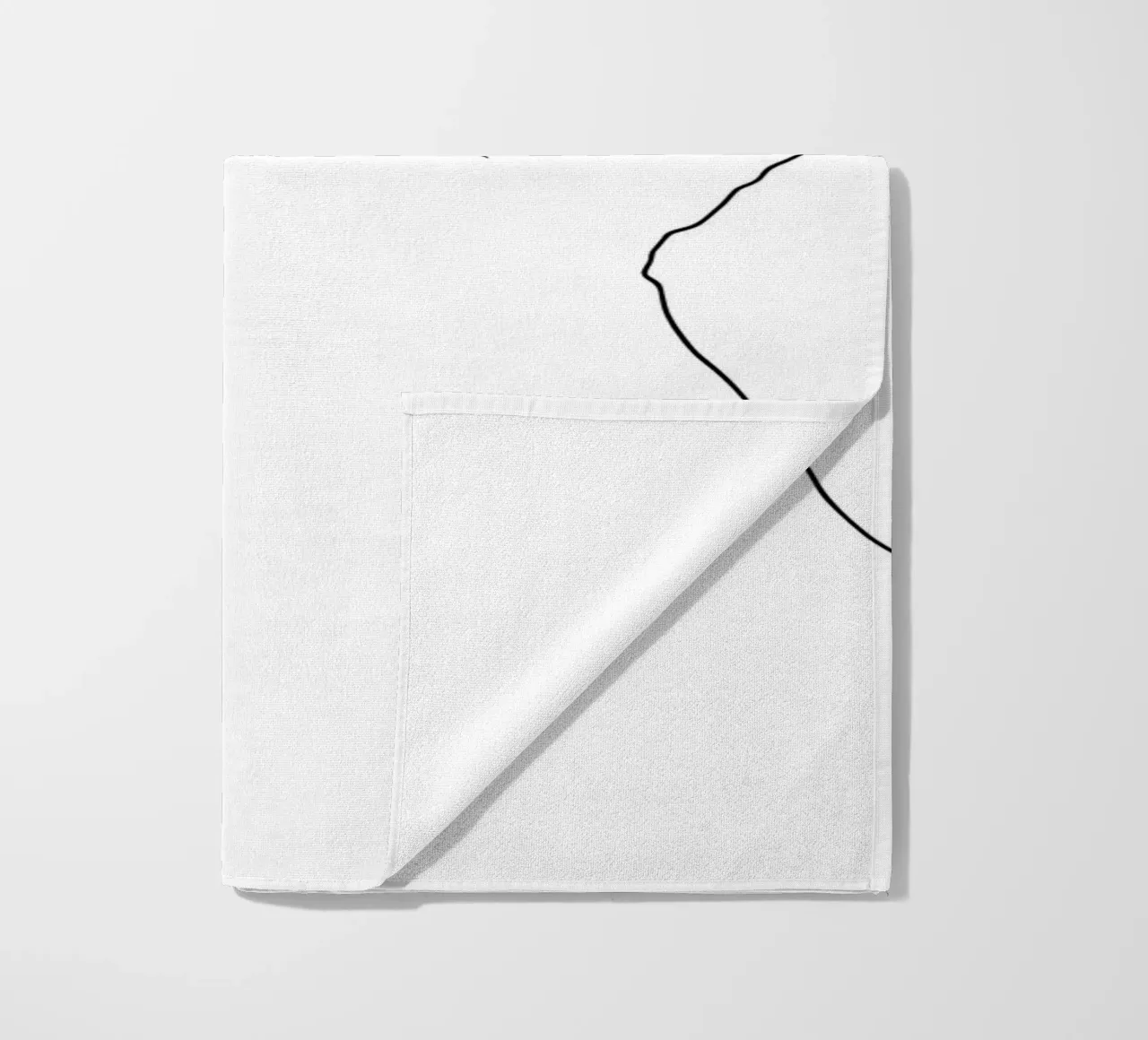 Disegno lineare minimalista di un gatto felice | Arte astratta moderna telo mare da Viv Line Art