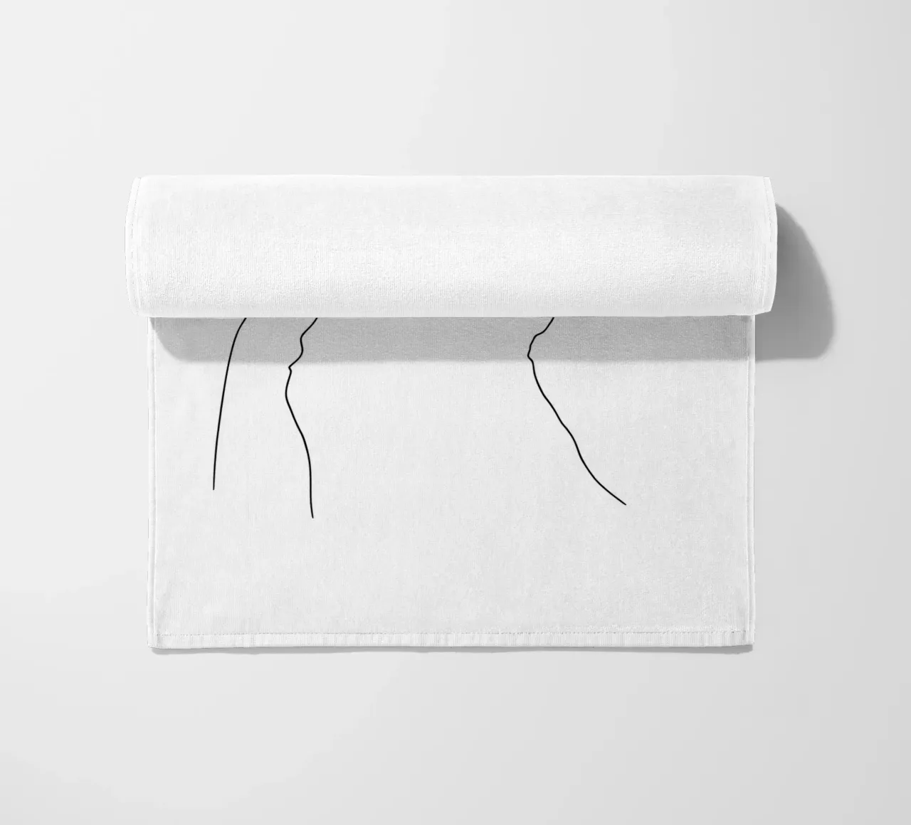 Disegno lineare minimalista di un gatto felice | Arte astratta moderna telo mare da Viv Line Art