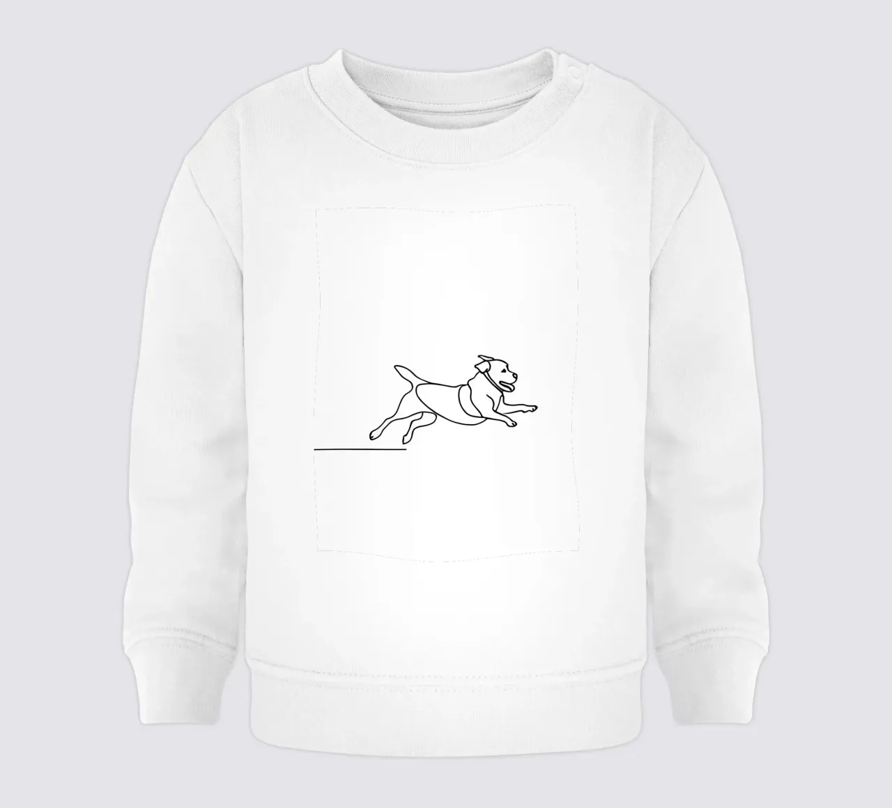 Minimalist Line Drawing of a Dog Running | Modern Abstract baby sweatshirt by Viv Line Art