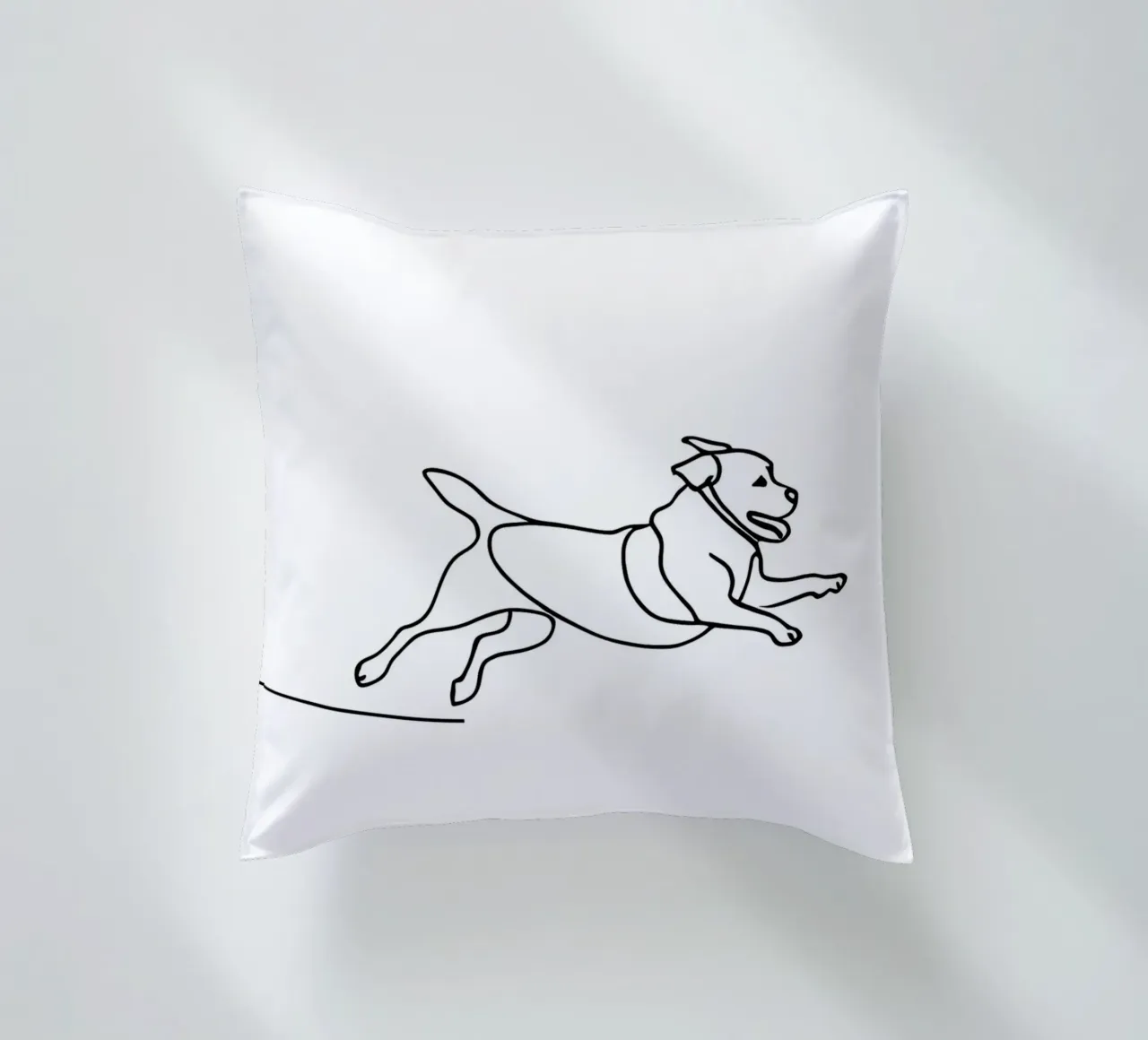Minimalist Line Drawing of a Dog Running | Modern Abstract decorative cushion by Viv Line Art