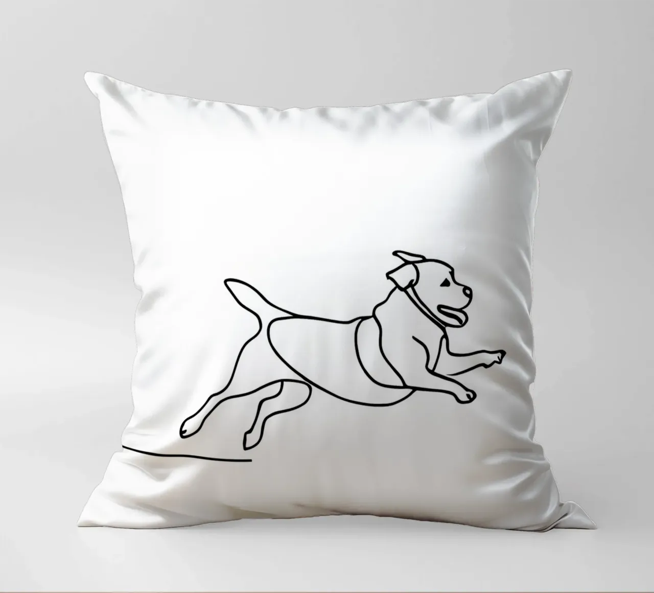 Minimalist Line Drawing of a Dog Running | Modern Abstract decorative cushion by Viv Line Art
