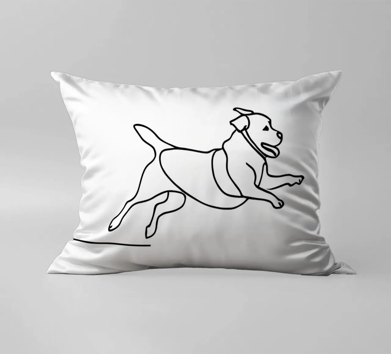 Minimalist Line Drawing of a Dog Running | Modern Abstract decorative cushion by Viv Line Art
