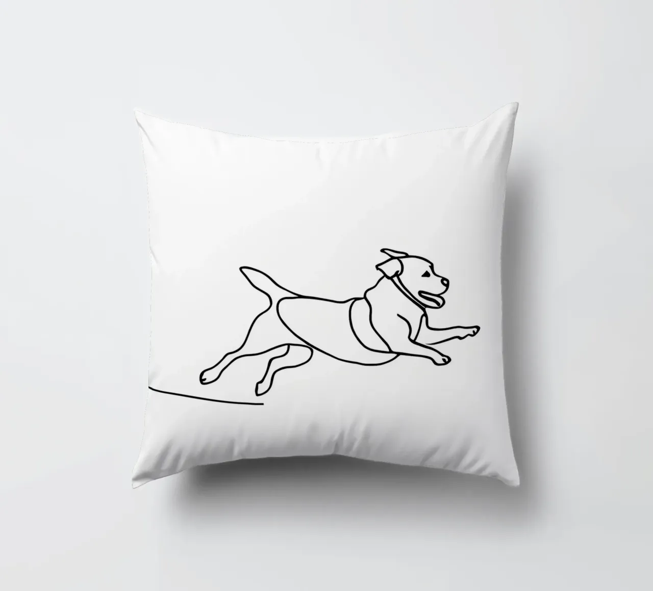 Minimalist Line Drawing of a Dog Running | Modern Abstract decorative cushion by Viv Line Art