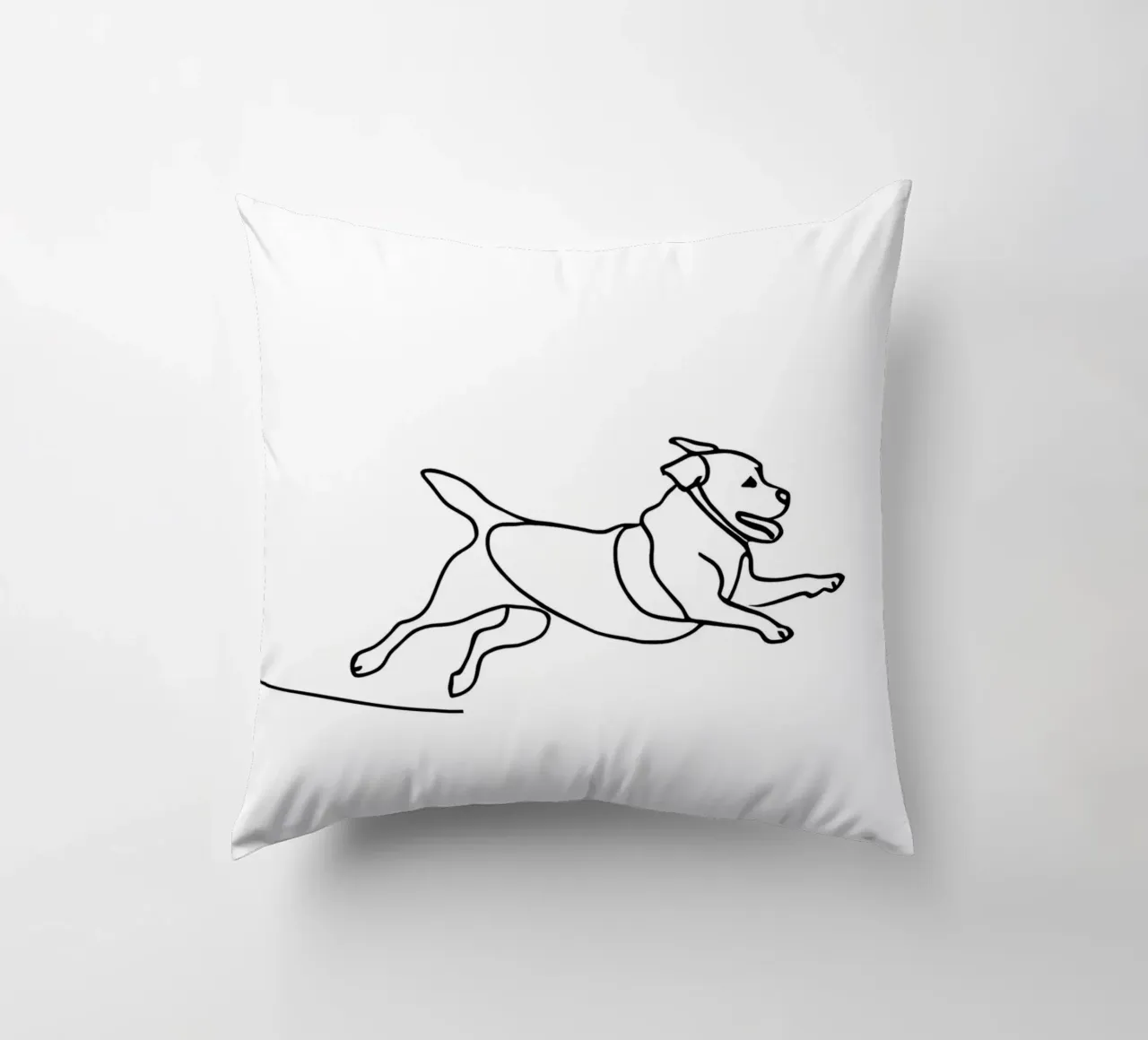 Minimalist Line Drawing of a Dog Running | Modern Abstract decorative cushion by Viv Line Art