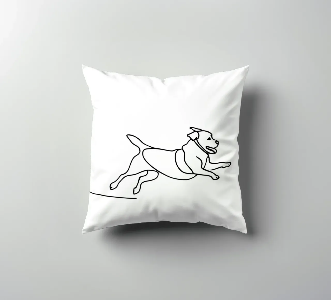 Minimalist Line Drawing of a Dog Running | Modern Abstract decorative cushion by Viv Line Art