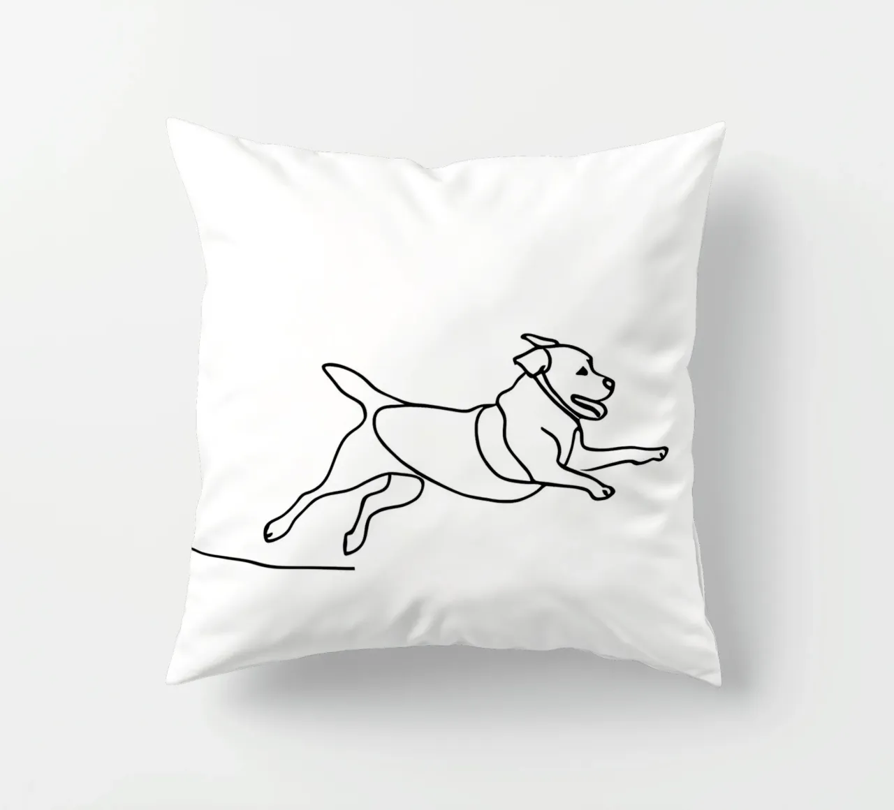 Minimalist Line Drawing of a Dog Running | Modern Abstract decorative cushion by Viv Line Art