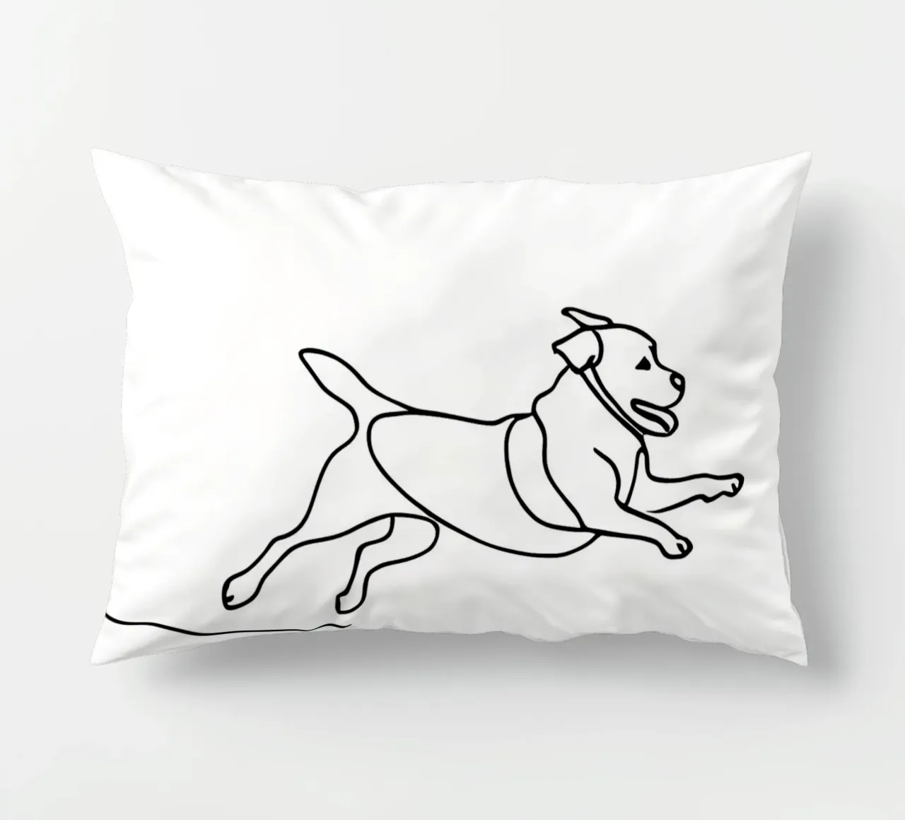 Minimalist Line Drawing of a Dog Running | Modern Abstract decorative cushion by Viv Line Art