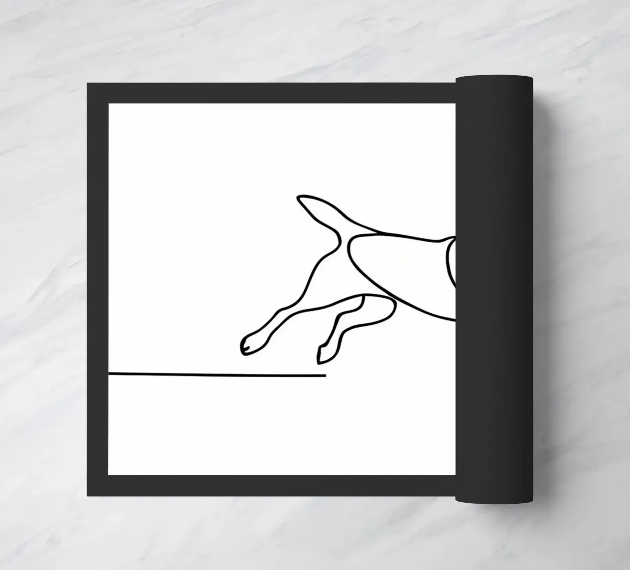 Minimalist Line Drawing of a Dog Running | Modern Abstract doormat by Viv Line Art