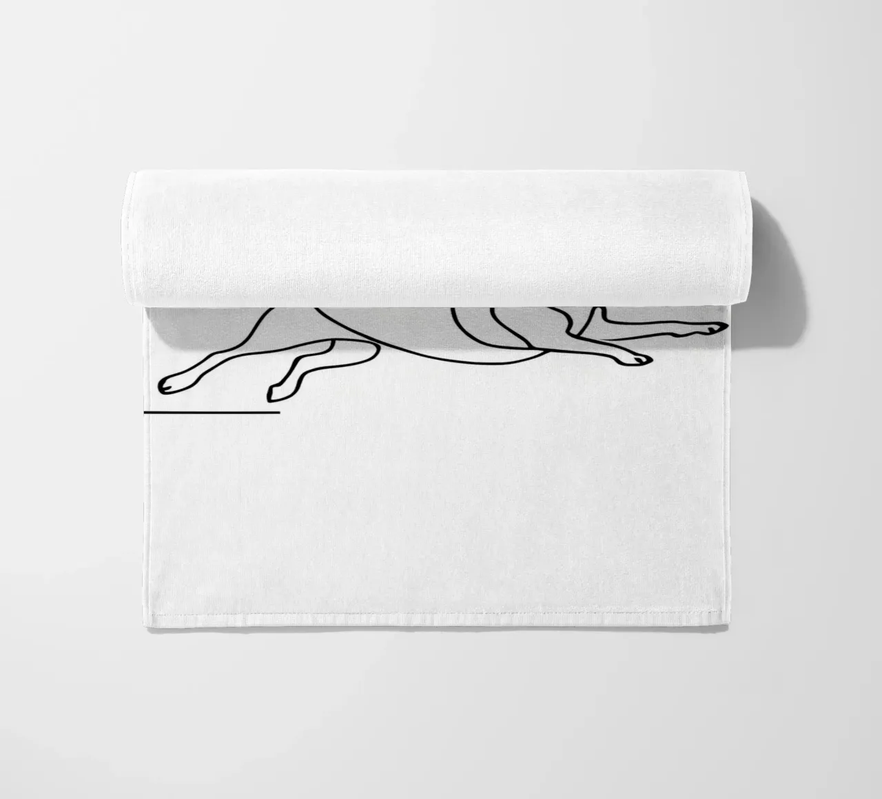 Minimalist Line Drawing of a Dog Running | Modern Abstract beach towel by Viv Line Art