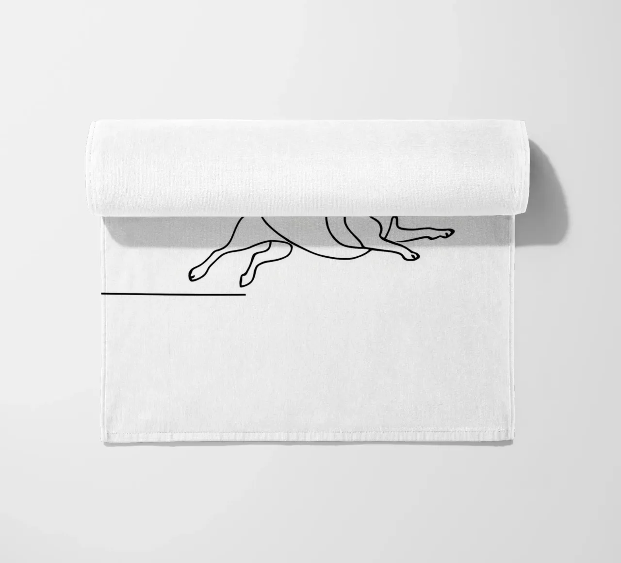 Minimalist Line Drawing of a Dog Running | Modern Abstract beach towel by Viv Line Art