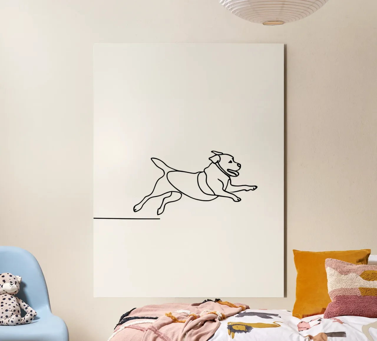 Minimalist Line Drawing of a Dog Running | Modern Abstract alu-dibond by Viv Line Art