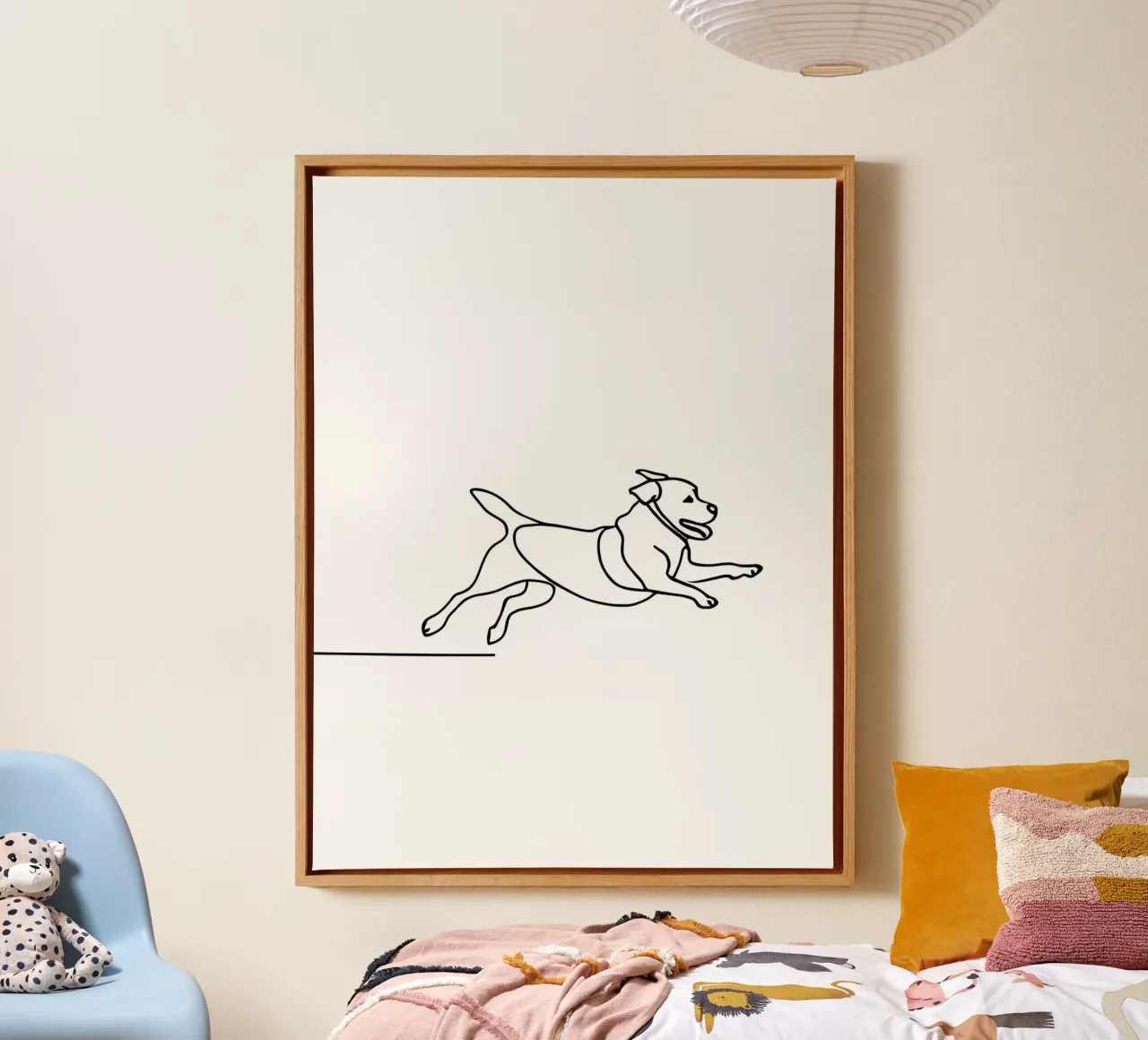 Minimalist Line Drawing of a Dog Running | Modern Abstract canvas by Viv Line Art