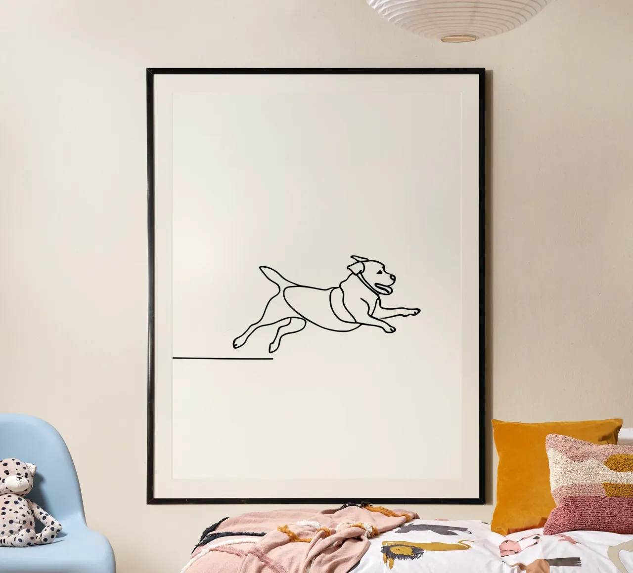 Minimalist Line Drawing of a Dog Running | Modern Abstract hahnemühle by Viv Line Art