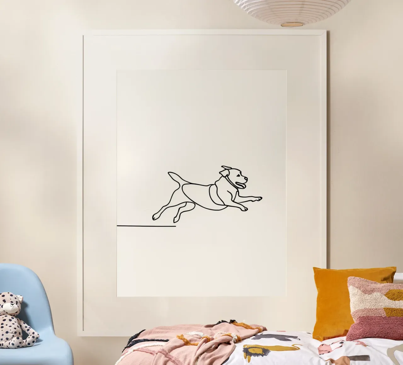 Minimalist Line Drawing of a Dog Running | Modern Abstract hahnemühle by Viv Line Art