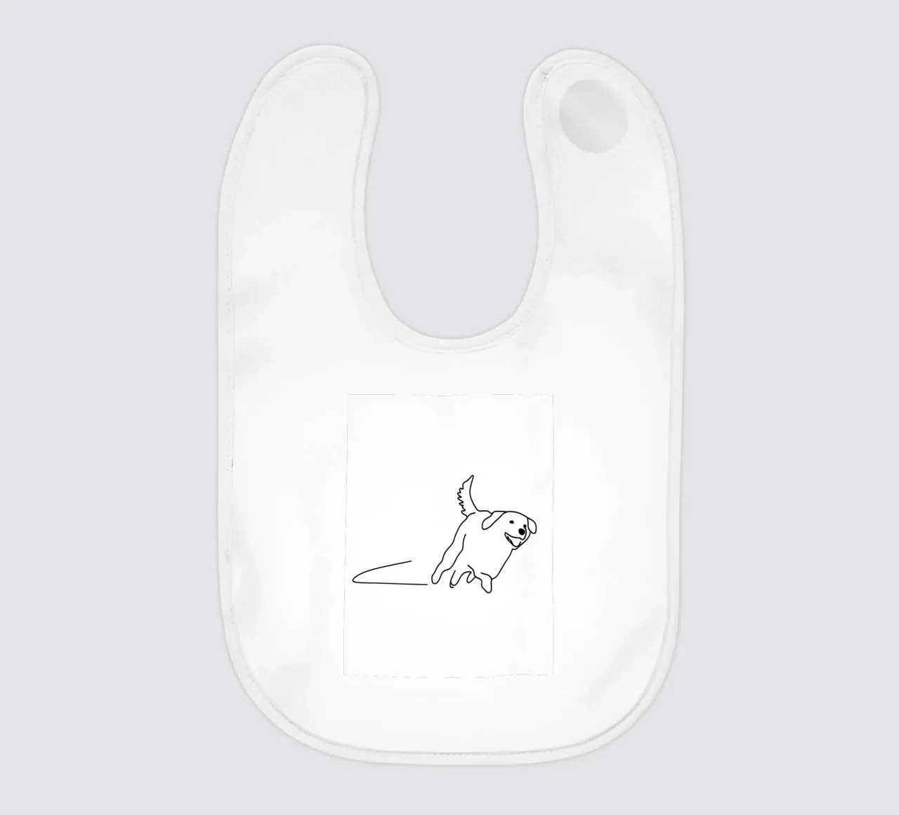 Minimalist Line Drawing of a Dog Running | Modern Abstract baby bib by Viv Line Art