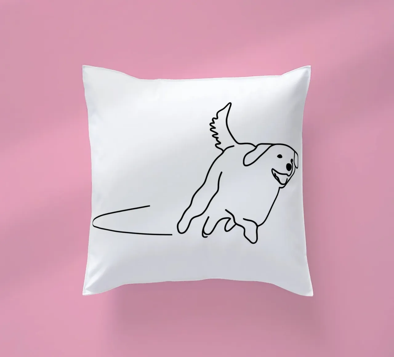 Minimalist Line Drawing of a Dog Running | Modern Abstract decorative cushion by Viv Line Art