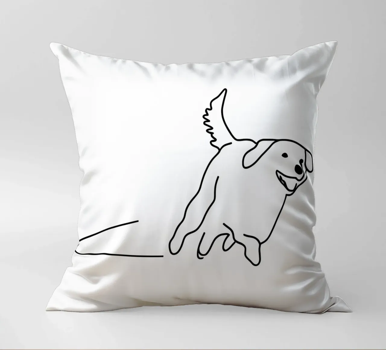 Minimalist Line Drawing of a Dog Running | Modern Abstract decorative cushion by Viv Line Art