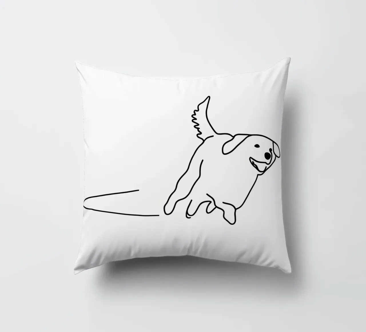 Minimalist Line Drawing of a Dog Running | Modern Abstract decorative cushion by Viv Line Art