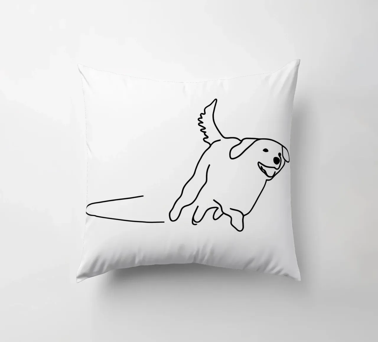 Minimalist Line Drawing of a Dog Running | Modern Abstract decorative cushion by Viv Line Art