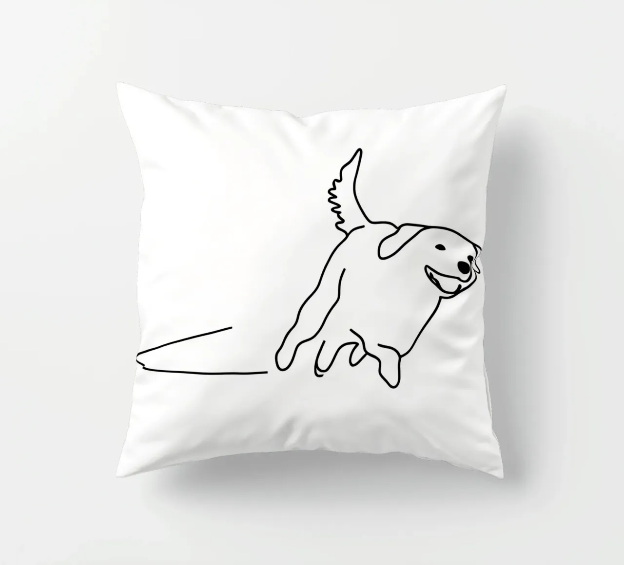Minimalist Line Drawing of a Dog Running | Modern Abstract decorative cushion by Viv Line Art