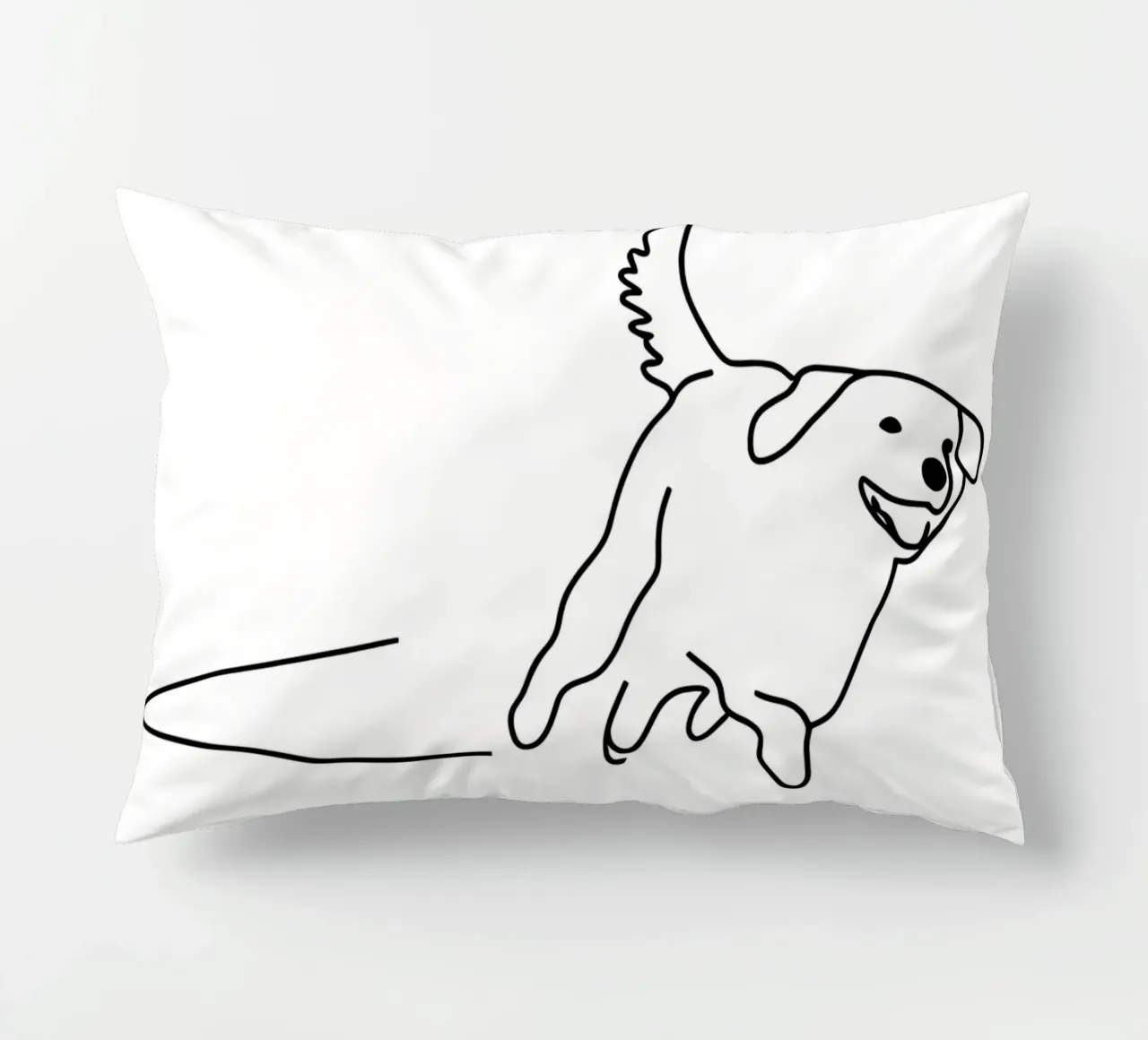 Minimalist Line Drawing of a Dog Running | Modern Abstract decorative cushion by Viv Line Art