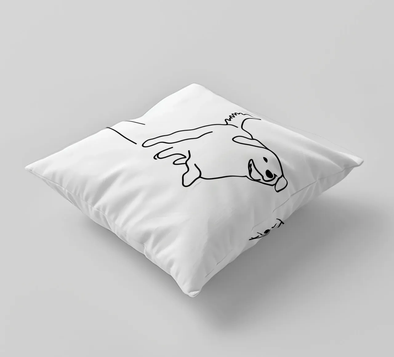 Minimalist Line Drawing of a Dog Running | Modern Abstract decorative cushion by Viv Line Art