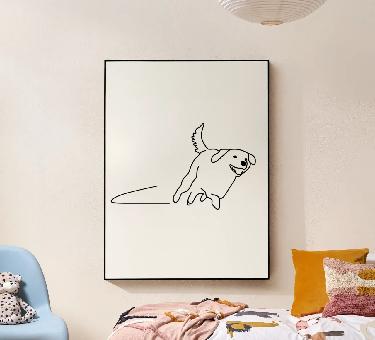 Minimalist Line Drawing of a Dog Running | Modern Abstract acrylic glass by Viv Line Art