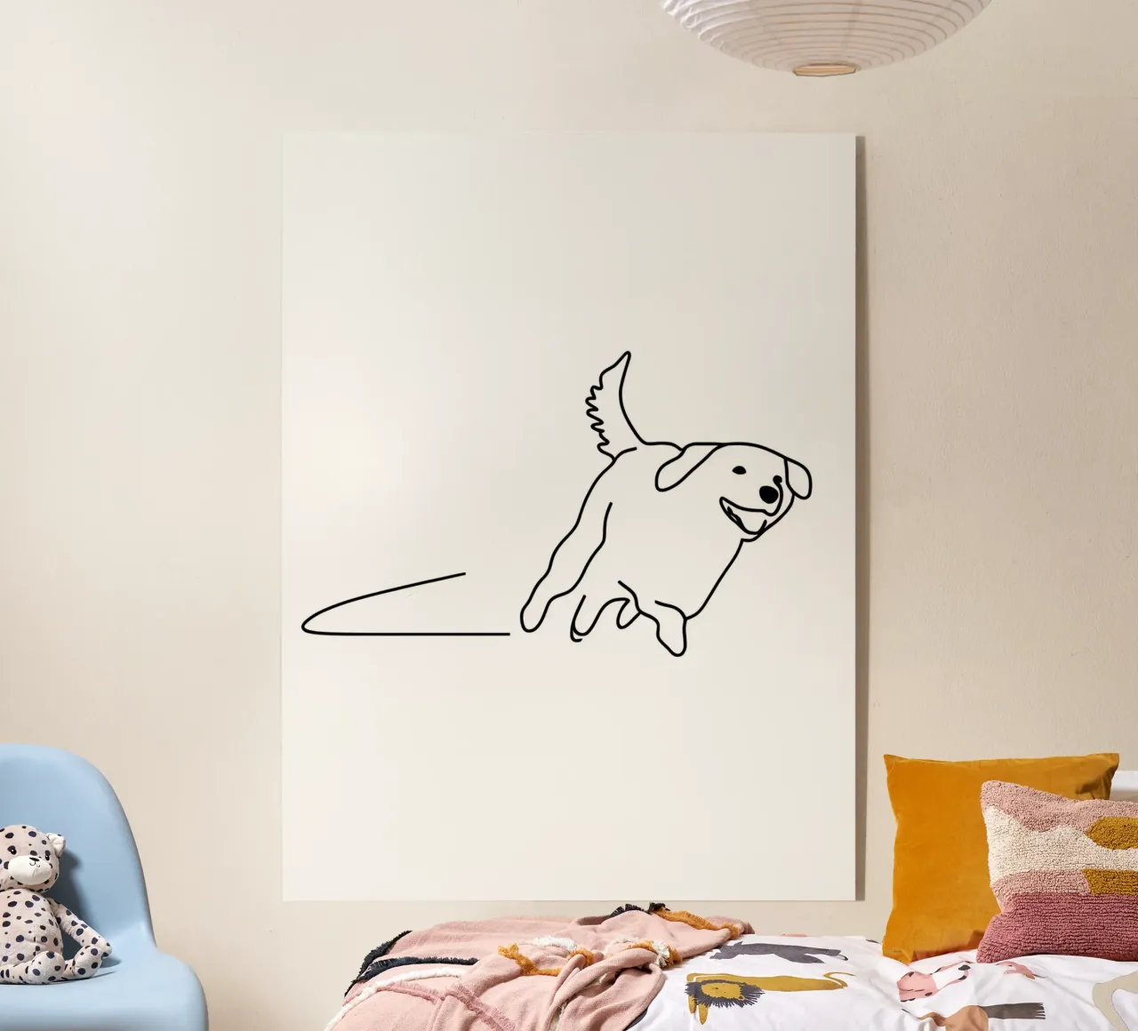 Minimalist Line Drawing of a Dog Running | Modern Abstract acrylic glass by Viv Line Art
