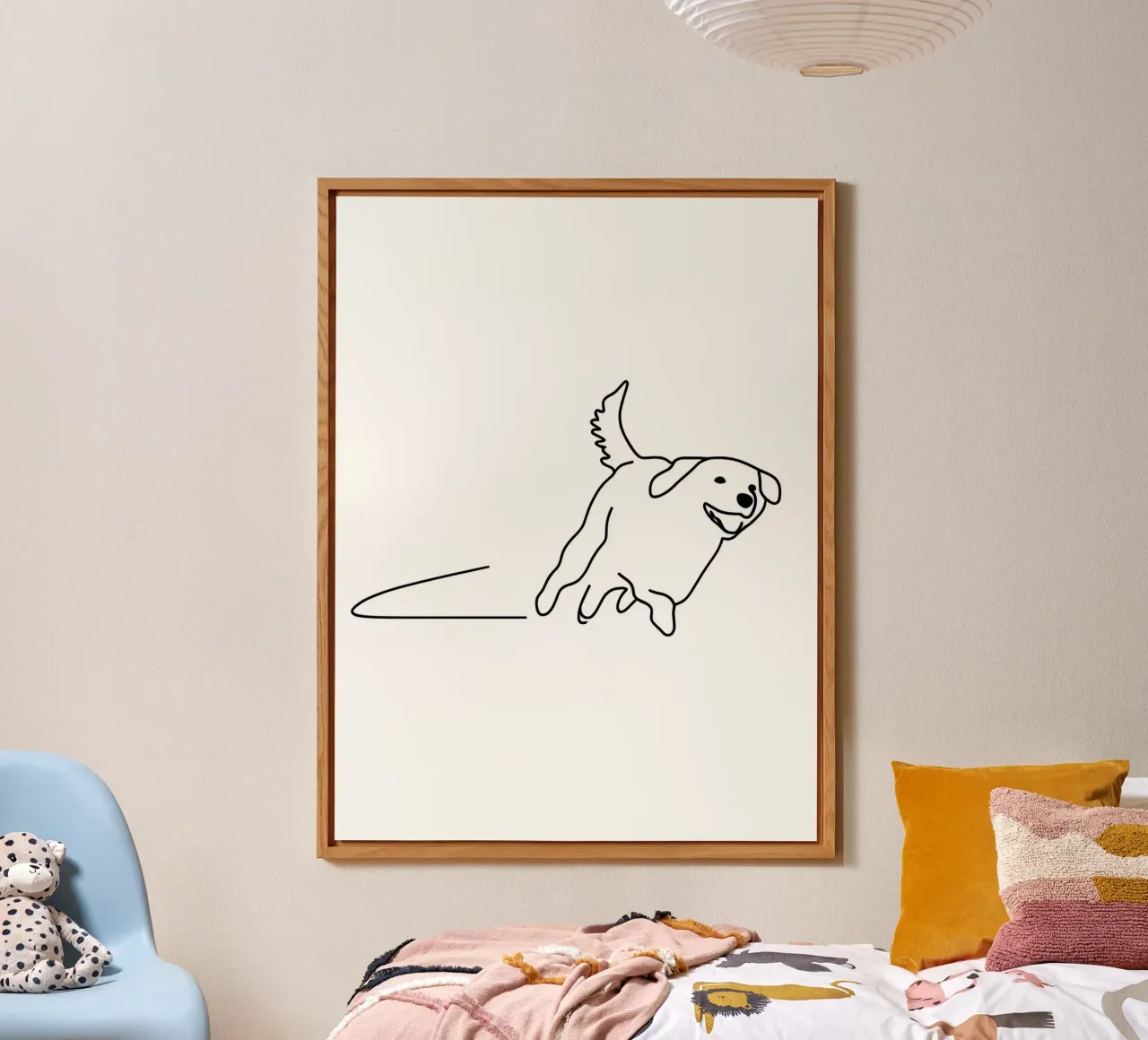 Minimalist Line Drawing of a Dog Running | Modern Abstract forex plate by Viv Line Art