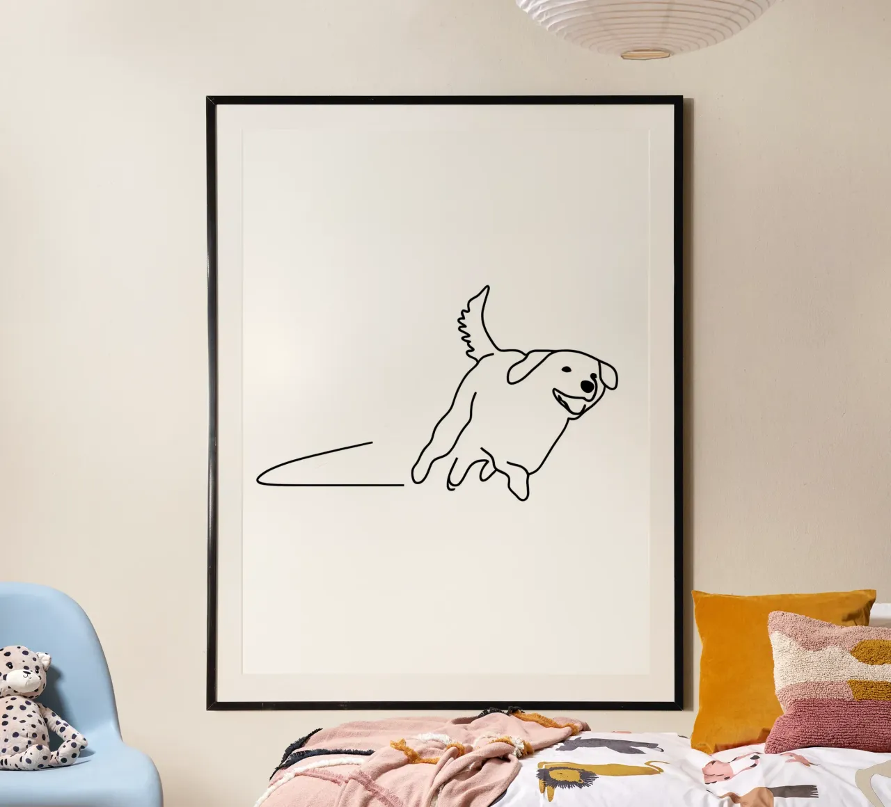 Minimalist Line Drawing of a Dog Running | Modern Abstract hahnemühle by Viv Line Art