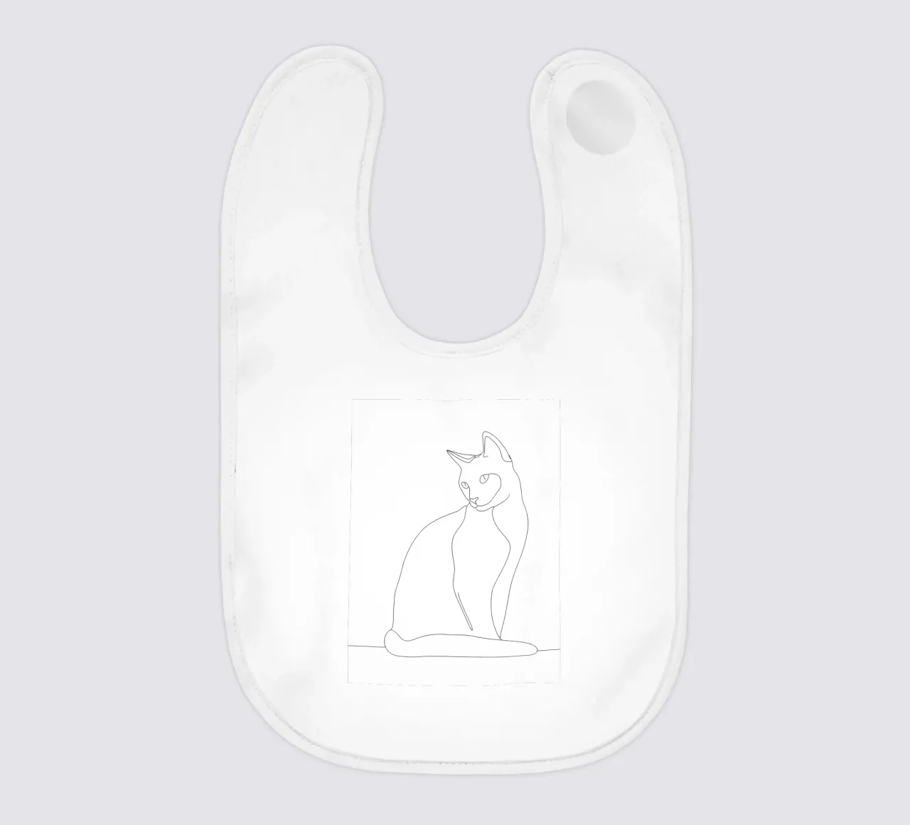 Minimalist Line Drawing of a Cat Sitting Peacefully | Modern baby bib by Viv Line Art