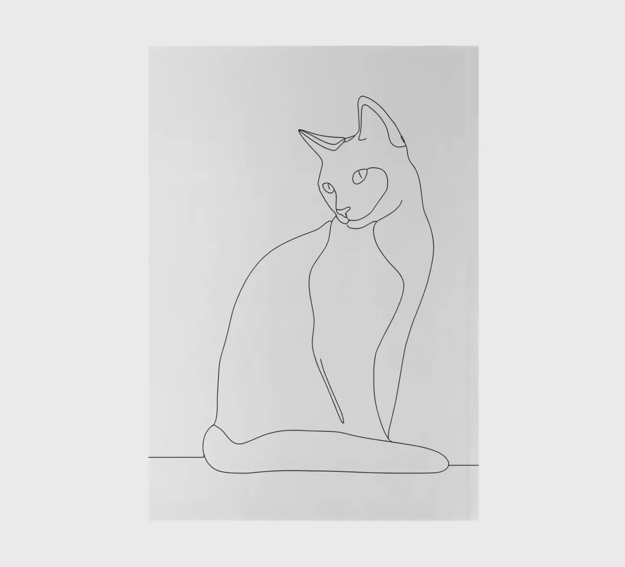 Minimalist Line Drawing of a Cat Sitting Peacefully | Modern notebook by Viv Line Art