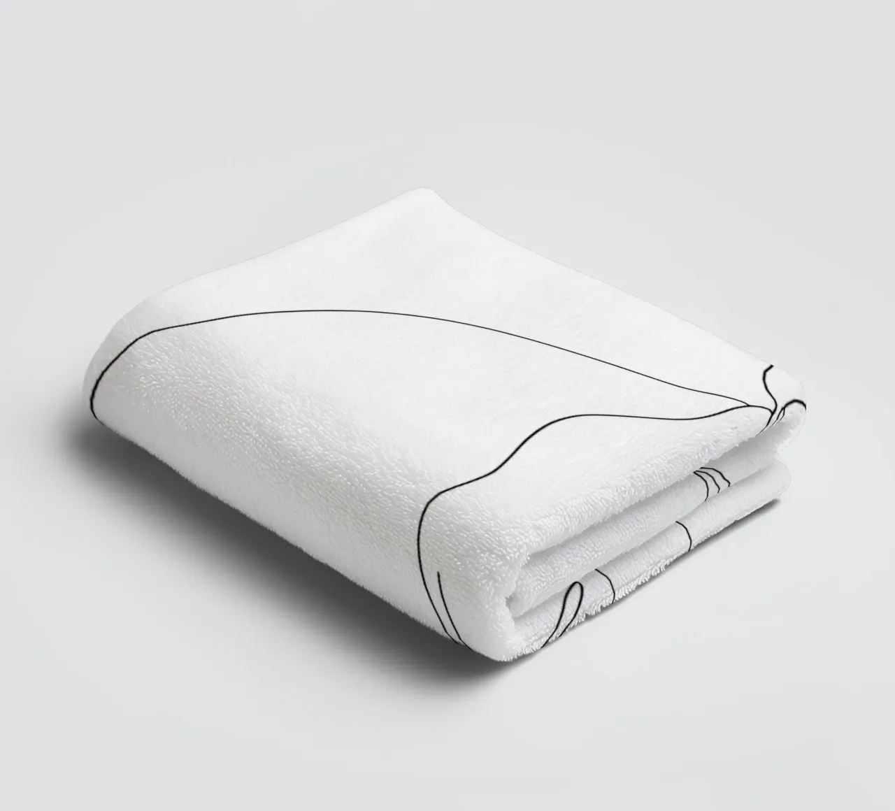 Minimalist Line Drawing of a Cat Sitting Peacefully | Modern towel by Viv Line Art