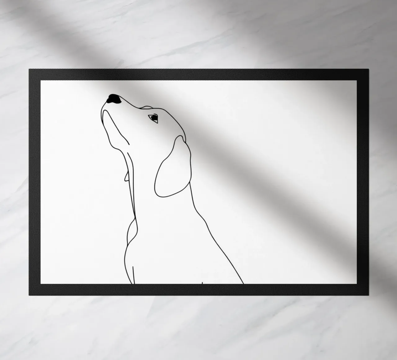 Dessin au trait minimaliste d'un chien Labrador | Abstrait moderne paillasson de Viv Line Art