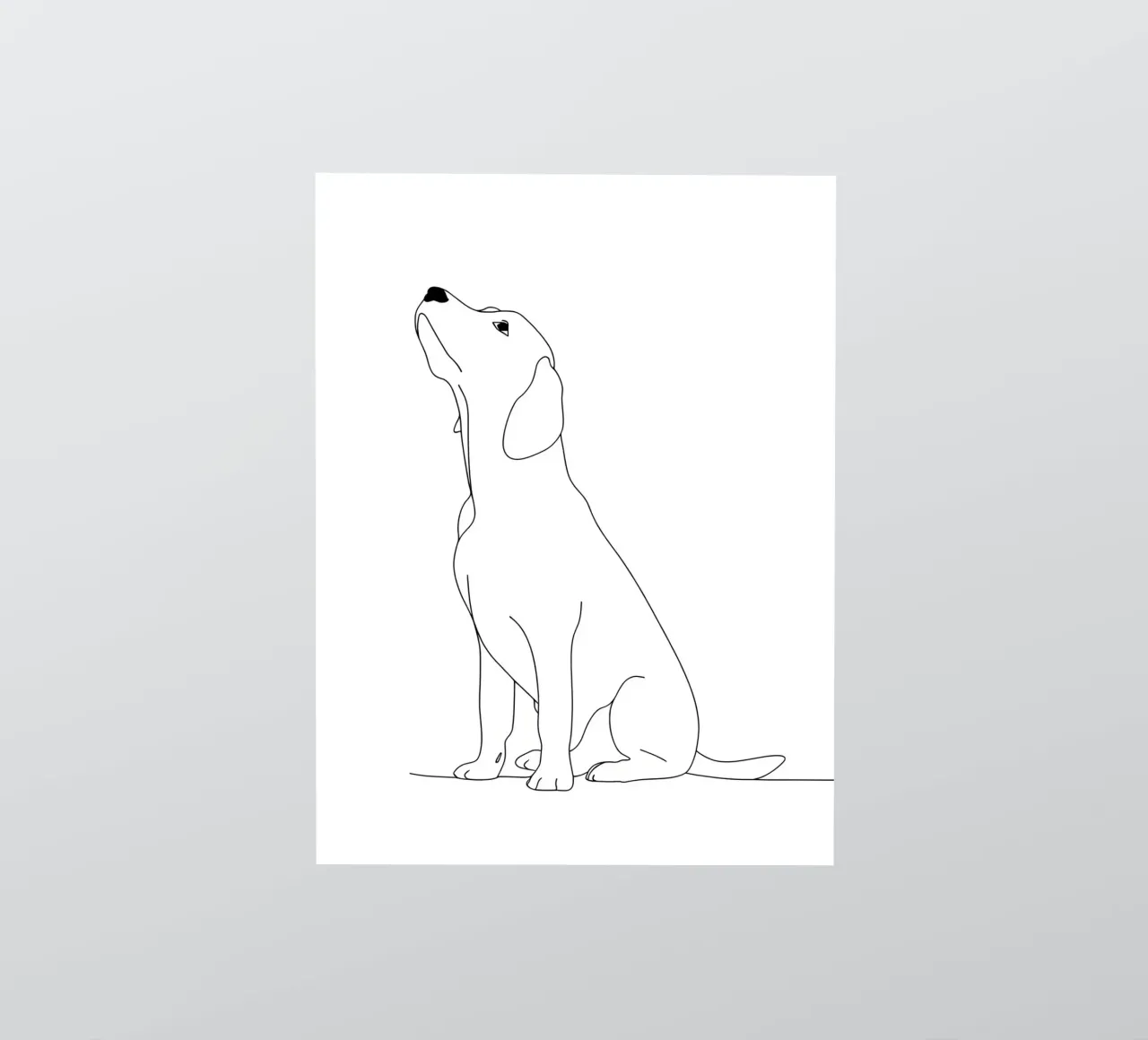 Dessin au trait minimaliste d'un chien Labrador | Abstrait moderne autocollant de Viv Line Art