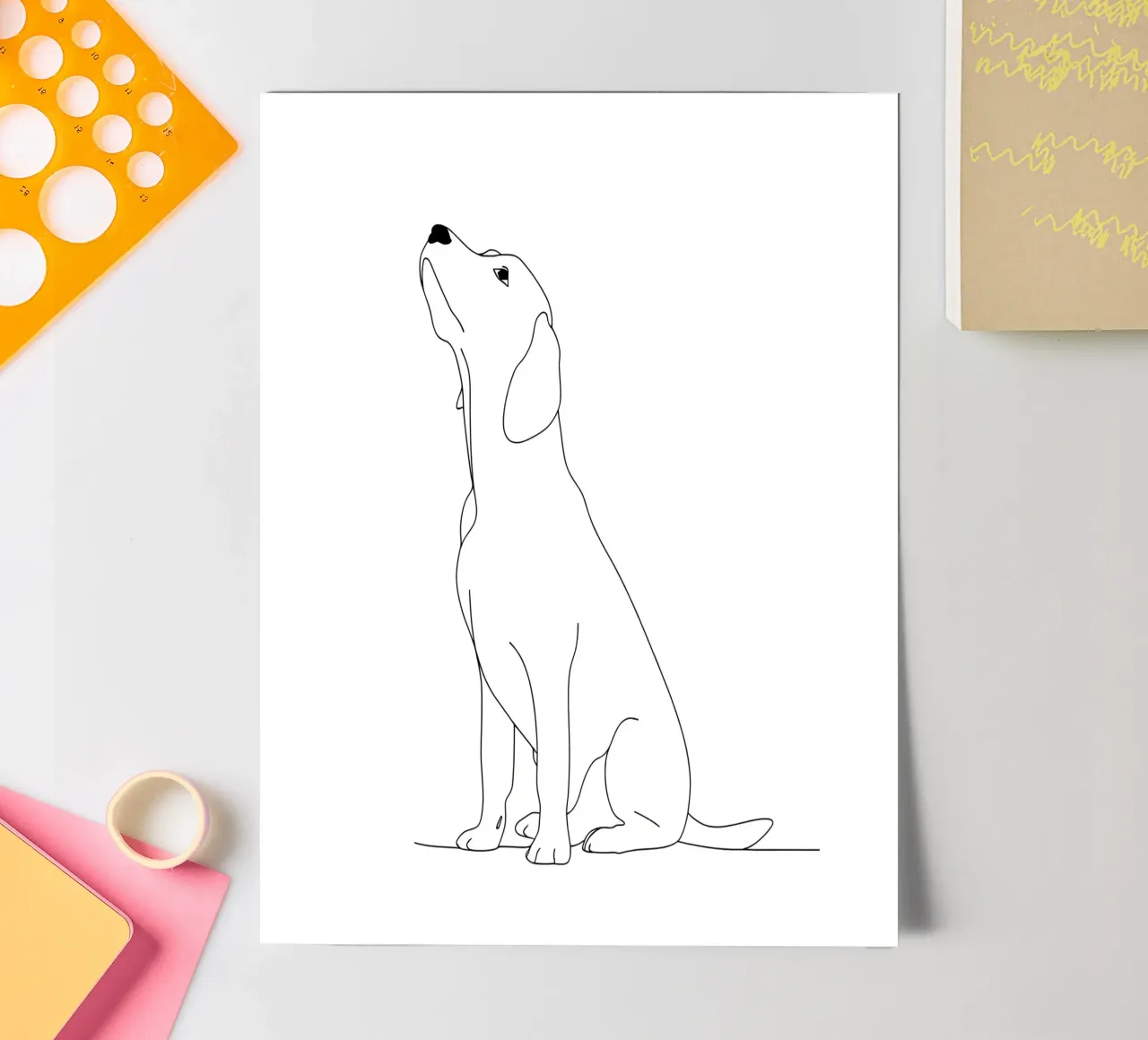 Minimalist Line Drawing of a Labrador Dog | Modern Abstract sticker sheet by Viv Line Art
