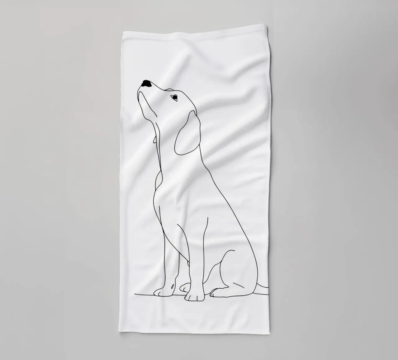 Dessin au trait minimaliste d'un chien Labrador | Abstrait moderne serviette de bain de Viv Line Art