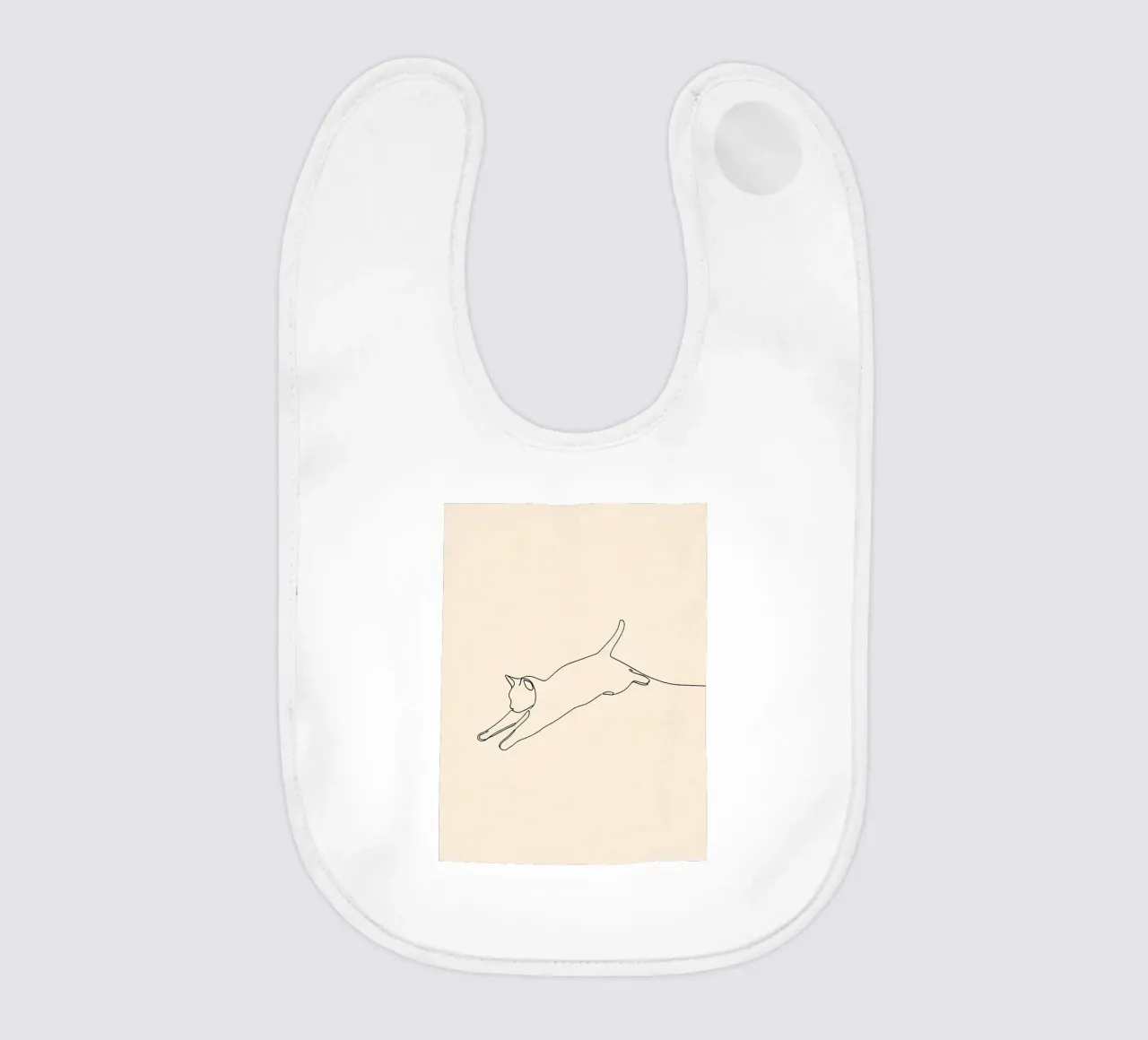 Minimalist Line Drawing of A Cat leaping | Modern Abstract baby bib by Viv Line Art