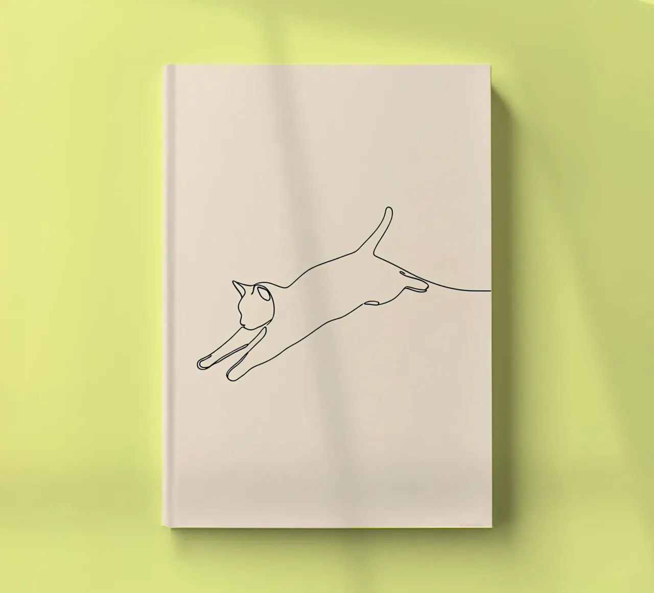 Minimalist Line Drawing of A Cat leaping | Modern Abstract notebook by Viv Line Art