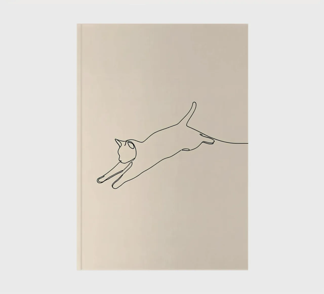 Minimalist Line Drawing of A Cat leaping | Modern Abstract notebook by Viv Line Art
