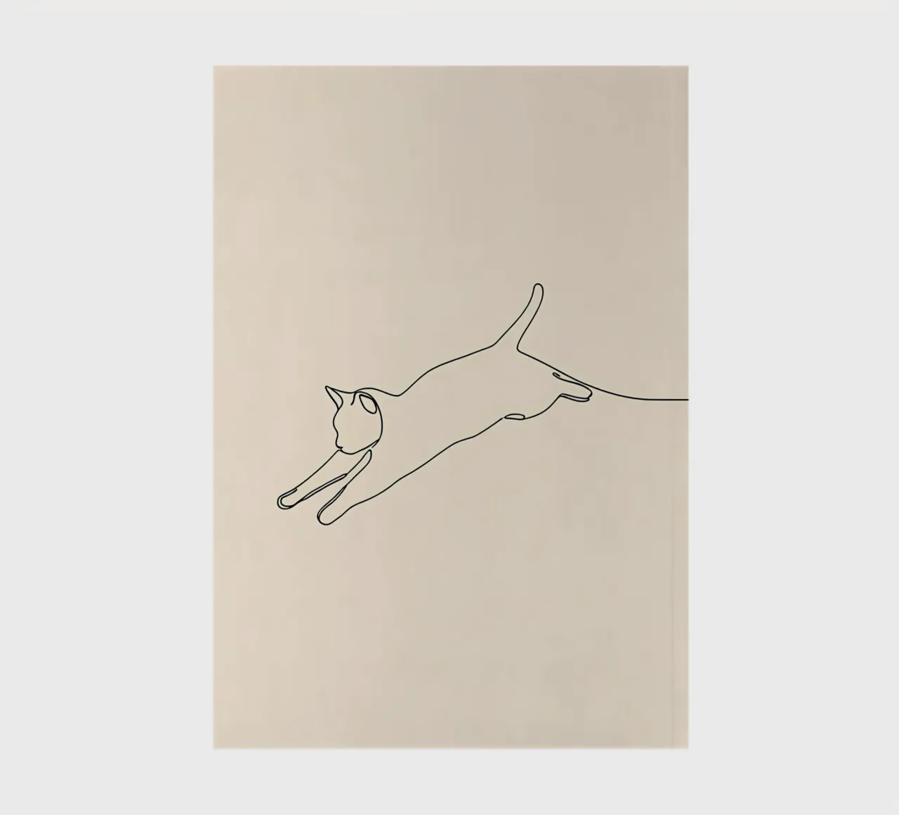 Minimalist Line Drawing of A Cat leaping | Modern Abstract notebook by Viv Line Art