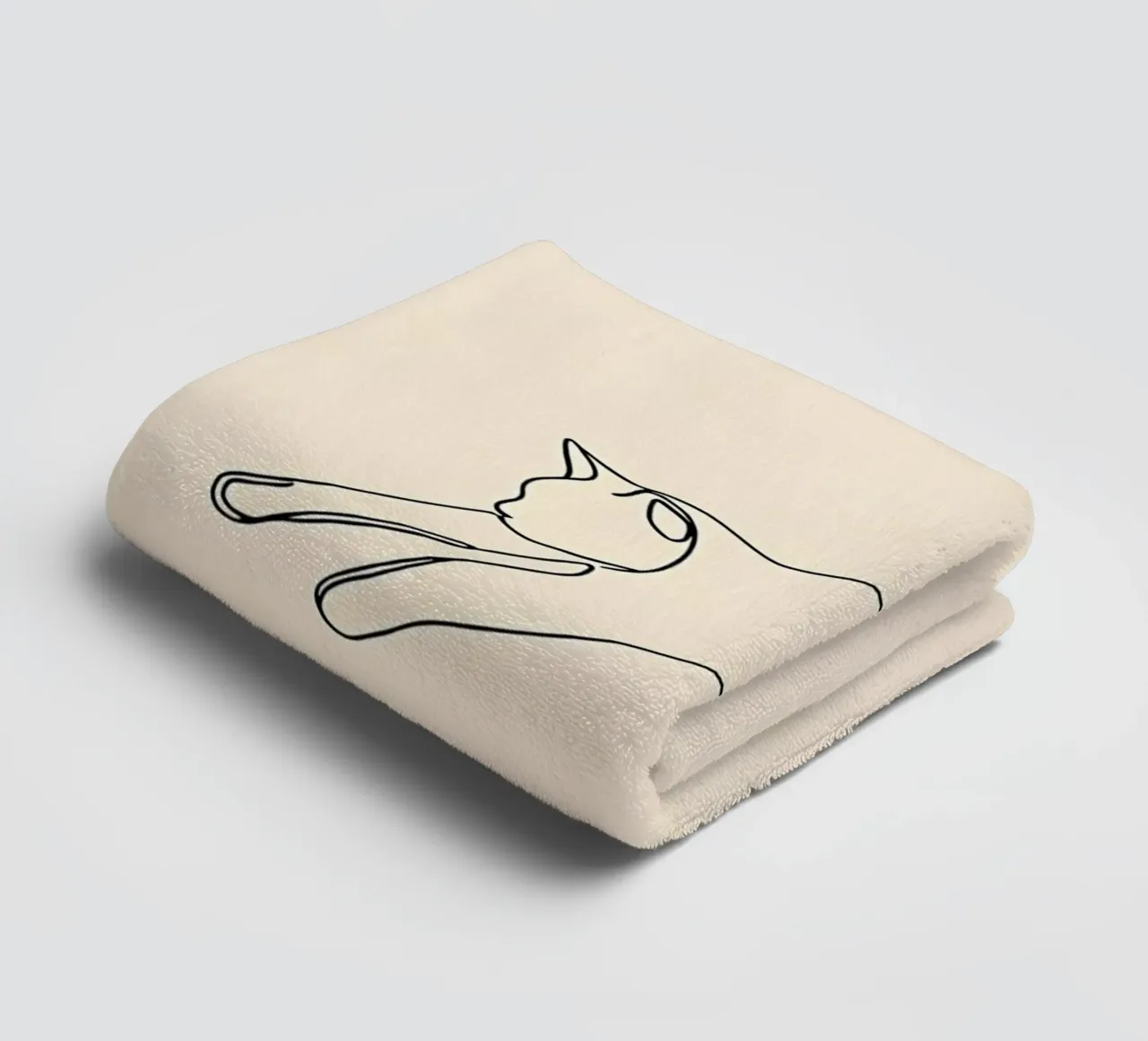 Minimalistische Strichzeichnung einer springenden Katze | Modern Abstract Handtuch von Viv Line Art