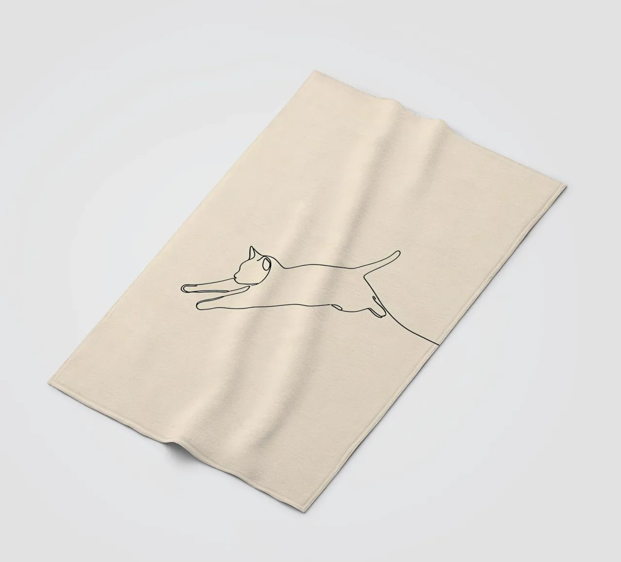 Minimalist Line Drawing of A Cat leaping | Modern Abstract fleece blanket by Viv Line Art