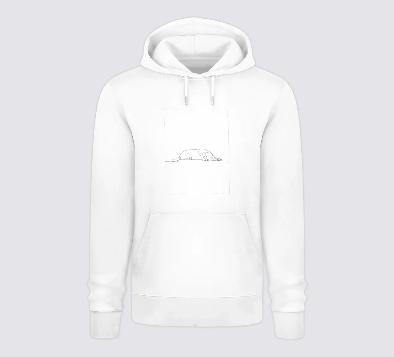 Dessin au trait minimaliste d'un chien endormi | Abstrait moderne sweat à capuche de Viv Line Art