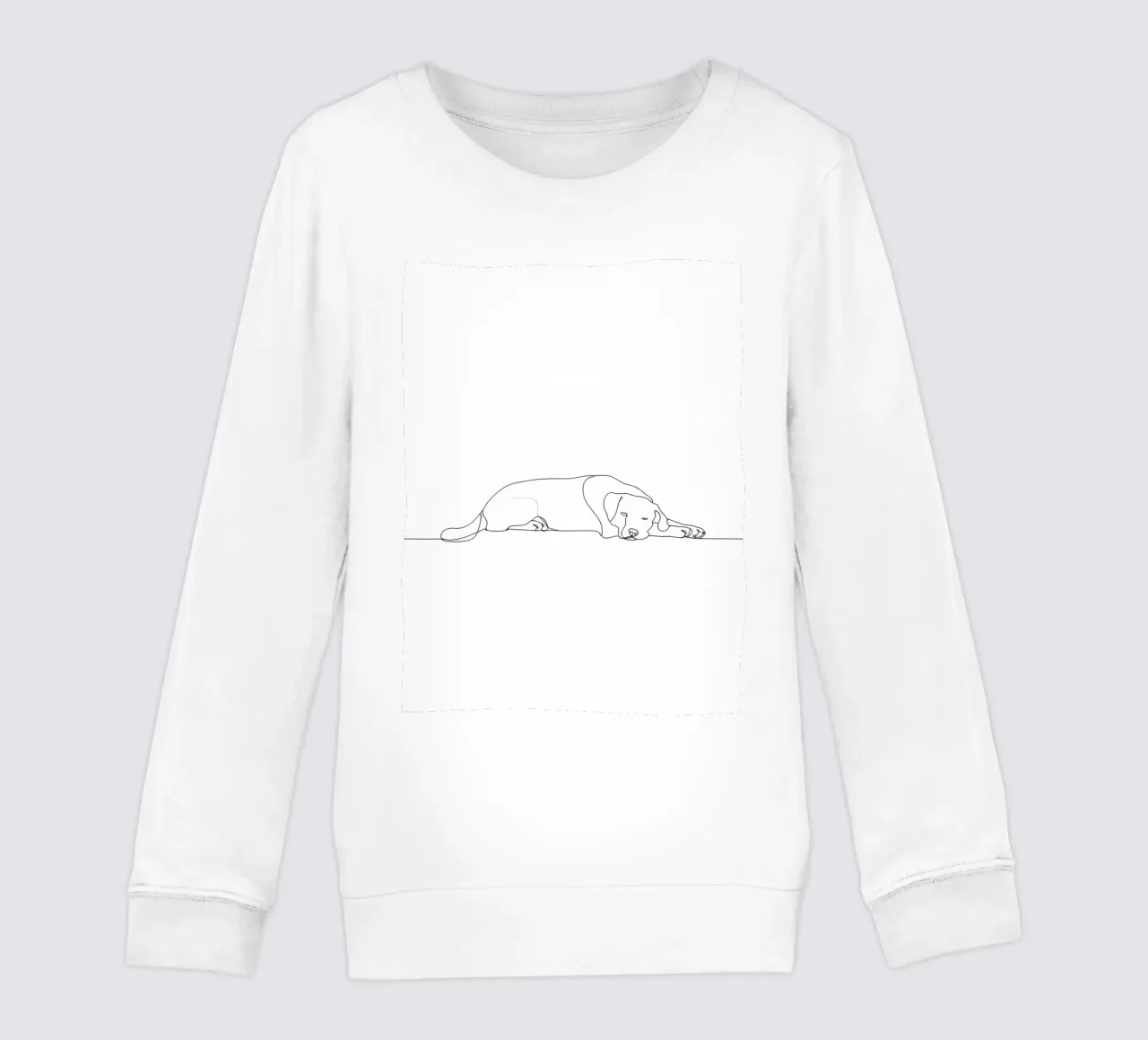Dessin au trait minimaliste d'un chien endormi | Abstrait moderne sweat enfant de Viv Line Art