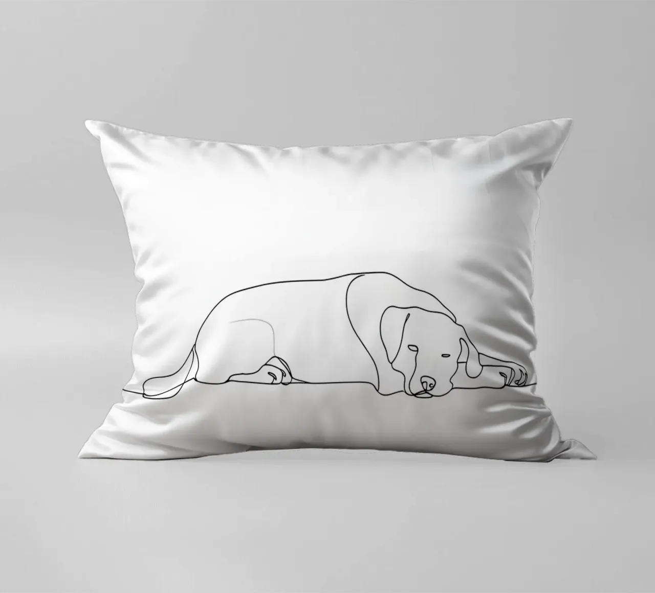 Minimalist Line Drawing of a Dog Sleeping | Modern Abstract decorative cushion by Viv Line Art