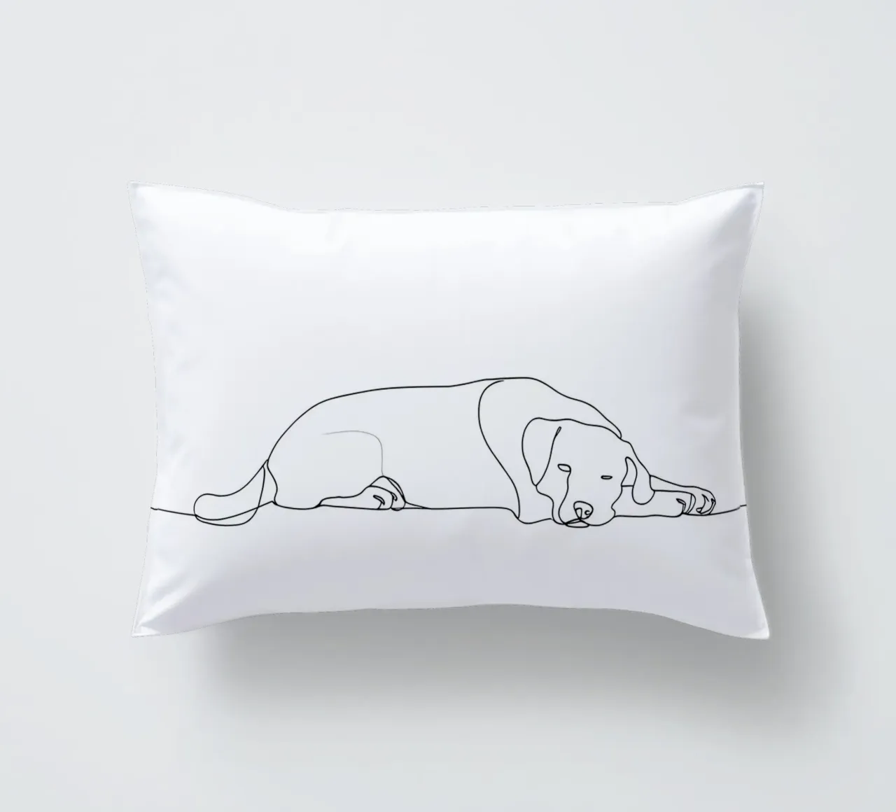 Minimalist Line Drawing of a Dog Sleeping | Modern Abstract decorative cushion by Viv Line Art